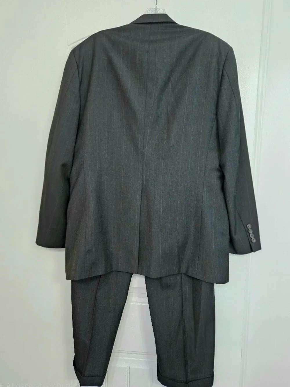 Pronto Uomo Platinum Men's Pinstripe Suit 2PC Gray Charcoal Pleated Cuffed 40W